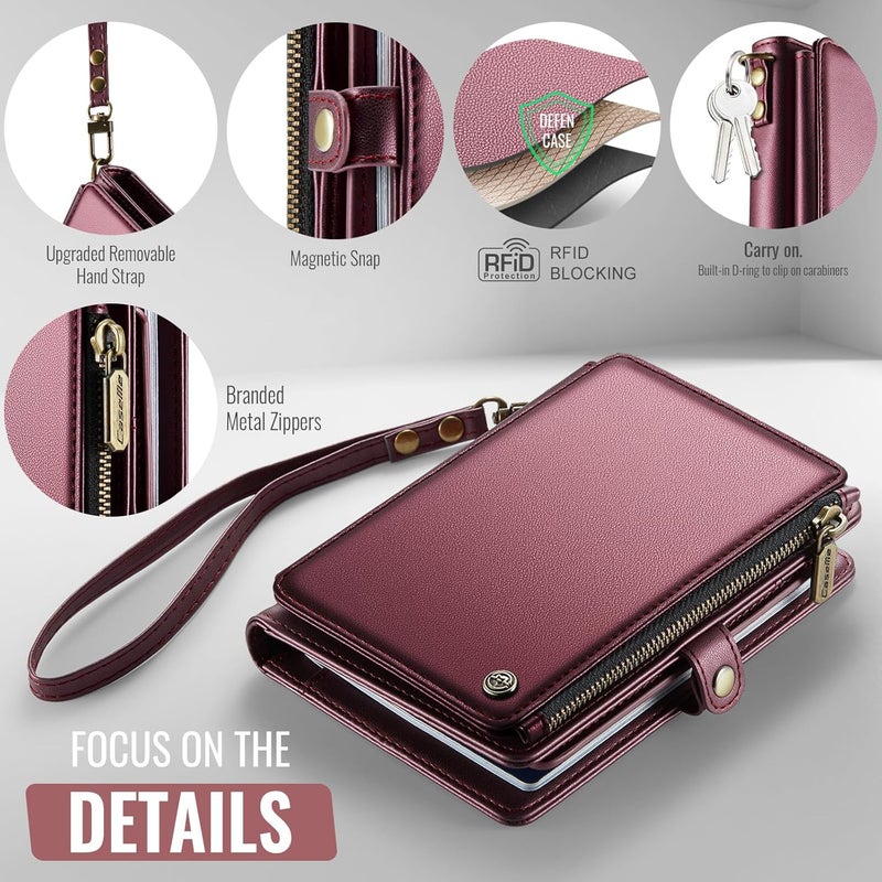 ASAPDOS Passport Holder Wallet Case Wallet for Men Women Wine Red - Image 3
